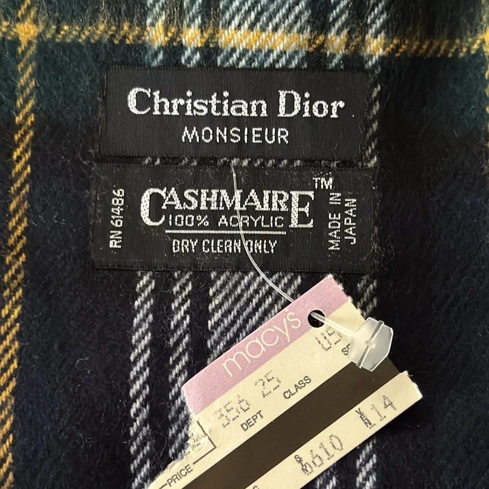 Christian Dior Monsieur Scarf Nova Check Plaid Cashmaire 100% Acrylic Japan Made